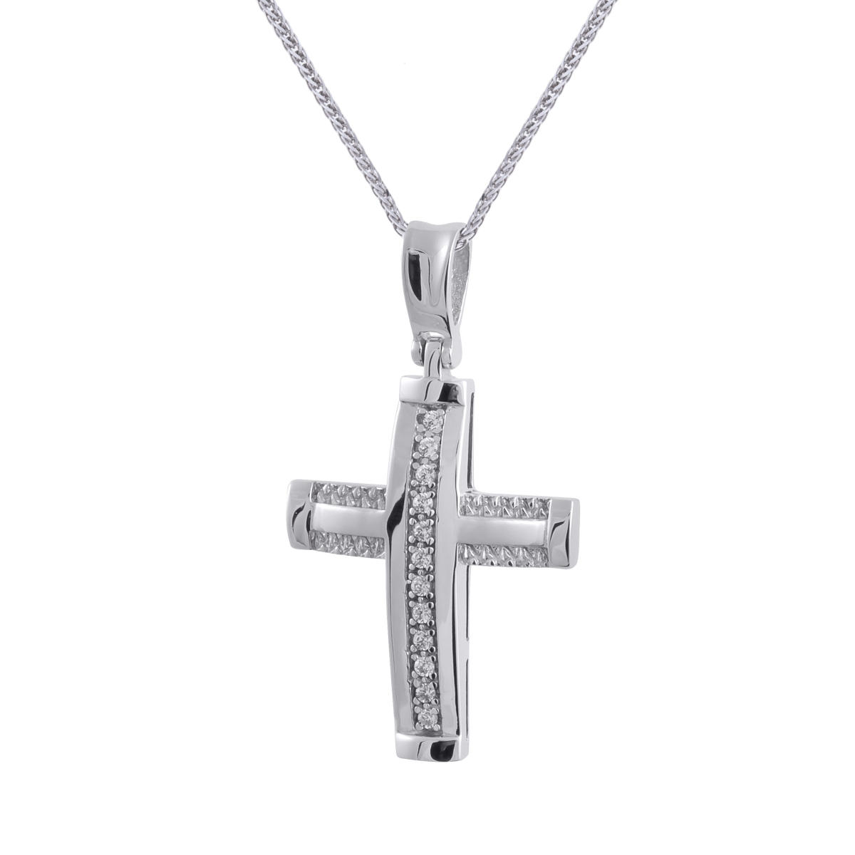 ΣΤΑΥΡΟΣ ΜΕ ΑΛΥΣΙΔΑ ΑΠΟ 14 ΚΑΡΑΤΙΑ ΛΕΥΚΟΧΡΥΣΟ ΜΕ ΖΙΡΓΚΟΝ