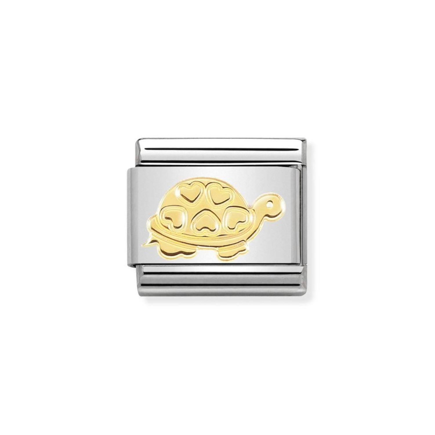 NOMINATION COMPOSABLE CLASSIC LINK TURTLE WITH HEARTS IN 18K GOLD 030162/51