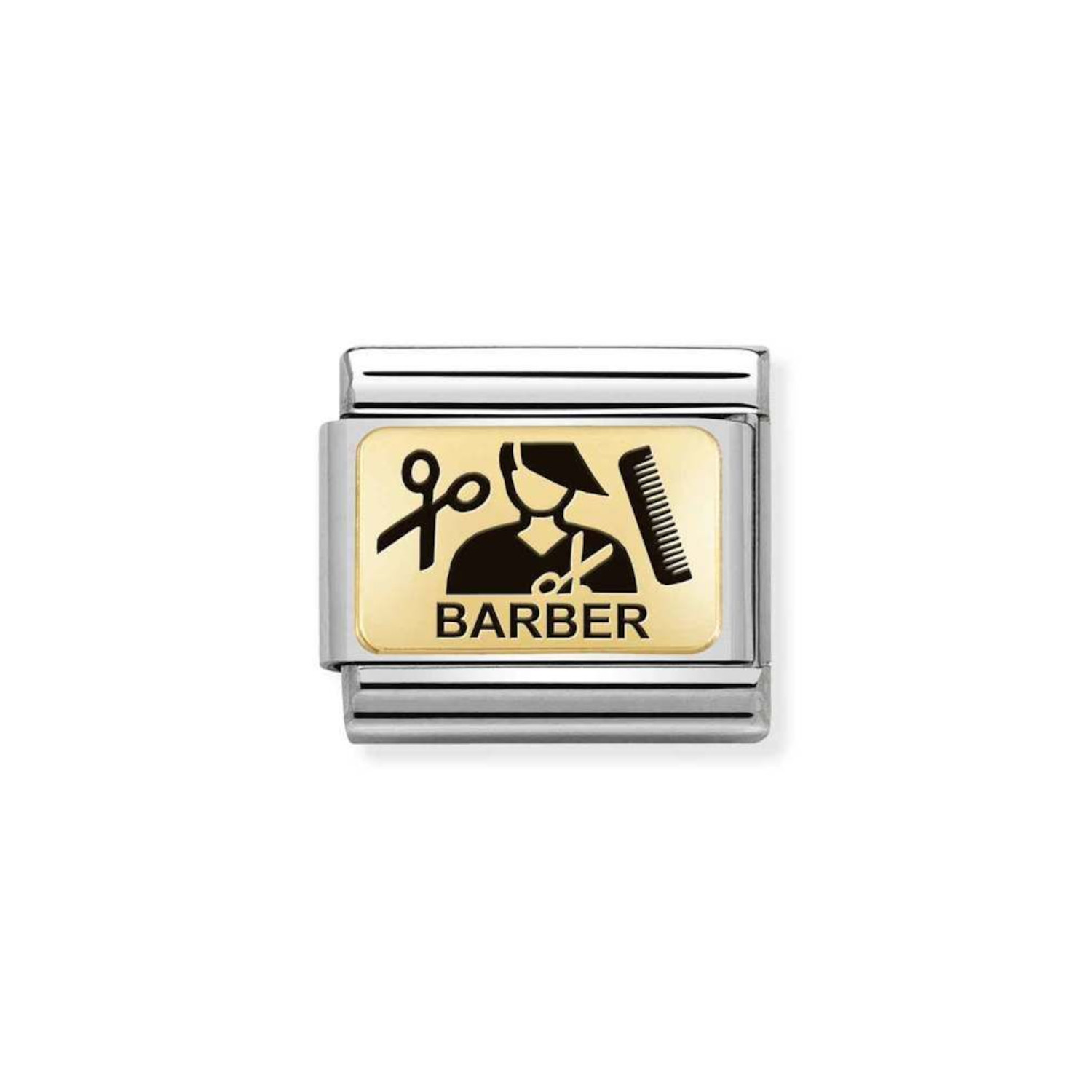 NOMINATION COMPOSABLE CLASSIC LINK BARBER IN 18K GOLD WITH ENAMEL 030166/13
