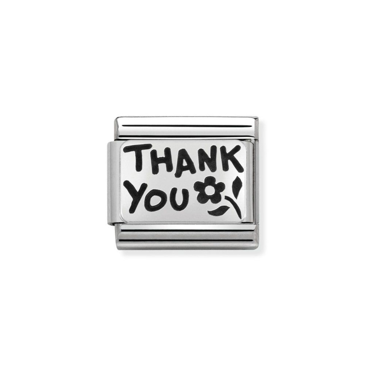 NOMINATION COMPOSABLE CLASSIC LINK THANK YOU IN STERLING SILVER WITH ENAMEL 330102/42