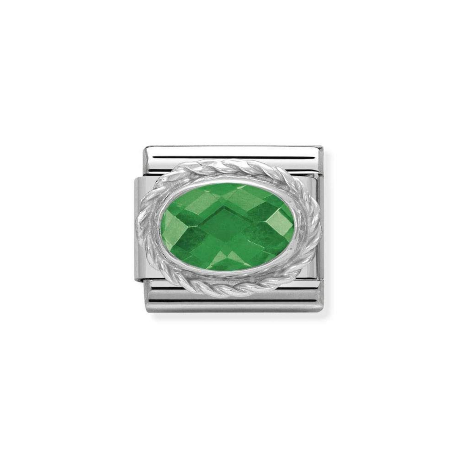 NOMINATION COMPOSABLE CLASSIC LINK IN STERLING SILVER WITH FACETED GREEN STONE 330604/027