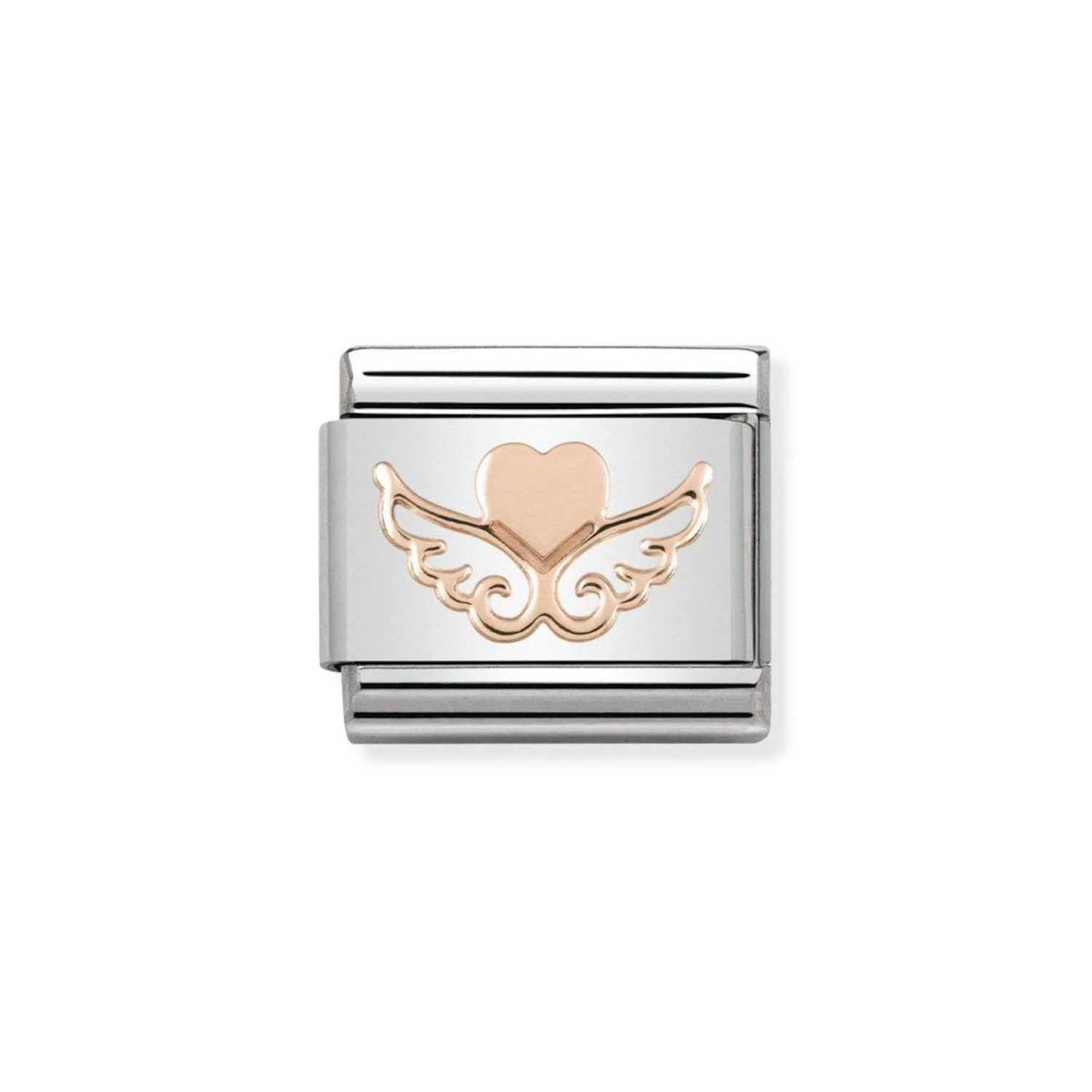 NOMINATION COMPOSABLE CLASSIC LINK HEART WITH WINGS IN 9K ROSE GOLD 430104/01
