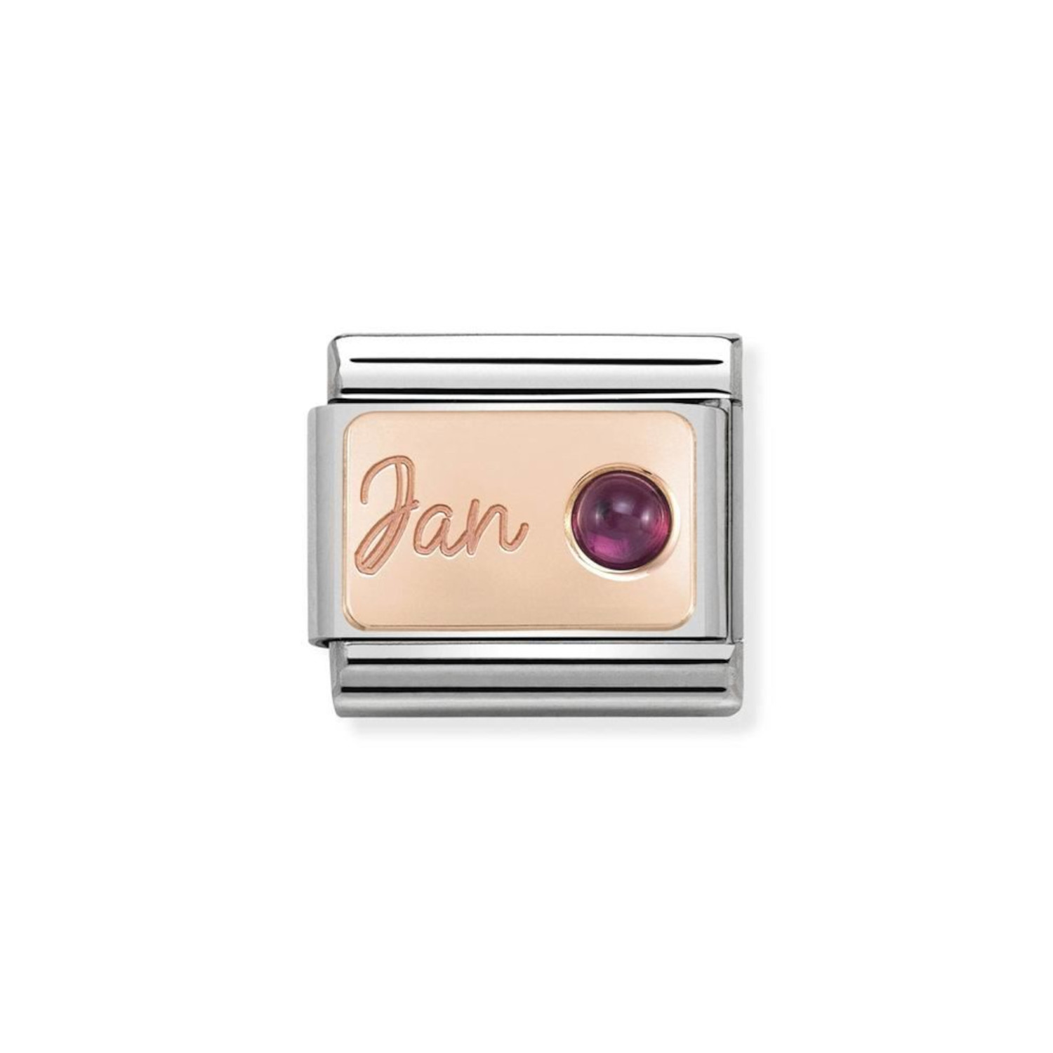 NOMINATION COMPOSABLE CLASSIC LINK JANUARY WITH GARNET IN 9K ROSE GOLD 430508/01