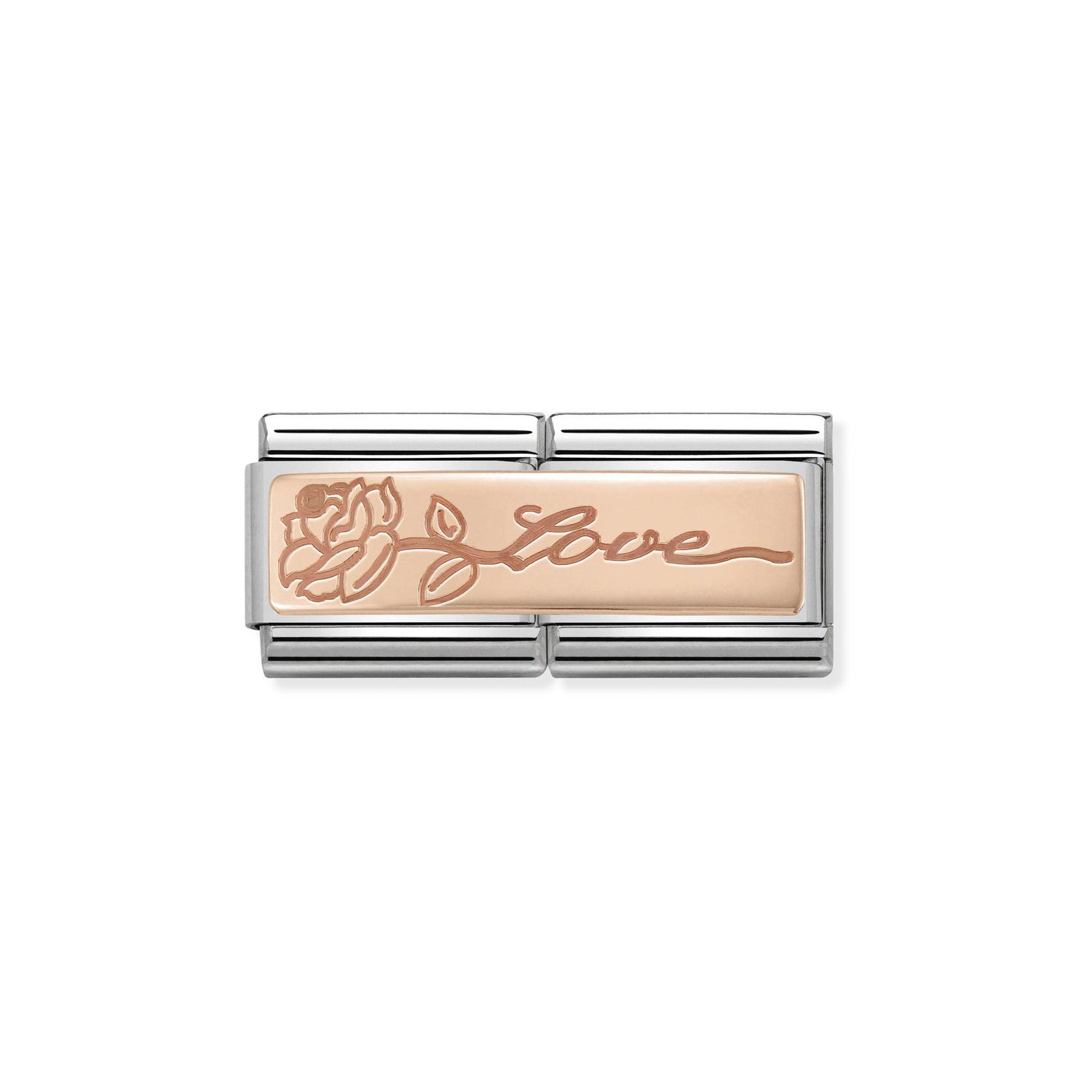 NOMINATION COMPOSABLE CLASSIC DOUBLE LINK LOVE WITH FLOWER IN 9K ROSE GOLD 430710/14