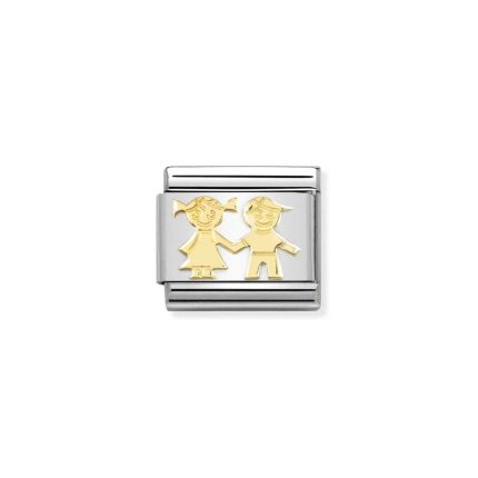 NOMINATION COMPOSABLE CLASSIC LINK SISTER AND BROTHER IN 18K GOLD 030162/69
