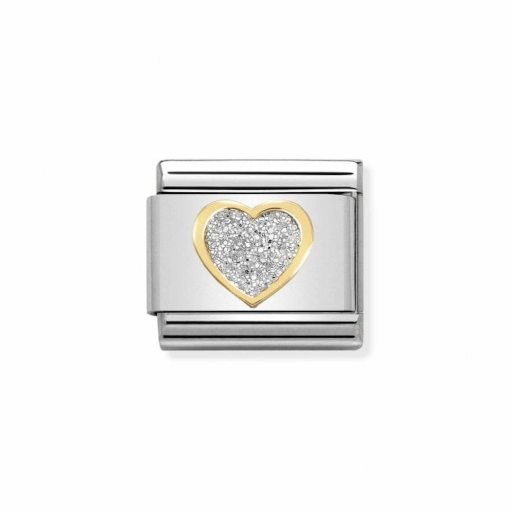 NOMINATION COMPOSABLE CLASSIC LINK GLITTER HEART IN 18K GOLD 030220/02 NOMINATION COMPOSABLE CLASSIC LINK GLITTER HEART IN 18K GOLD 030220/02
