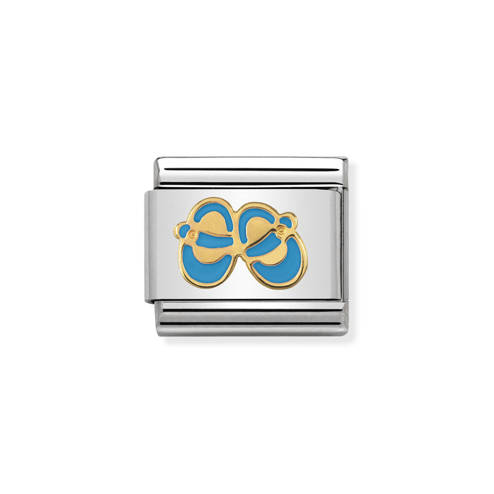 NOMINATION COMPOSABLE CLASSIC LINK LIGHT BLUE BABY SHOES IN 18K GOLD 030242/38 NOMINATION COMPOSABLE CLASSIC LINK LIGHT BLUE BABY SHOES IN 18K GOLD 030242/38