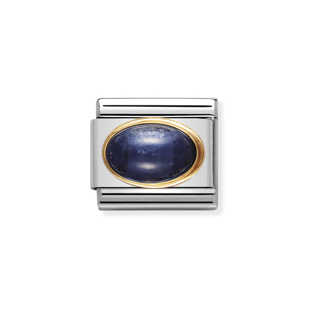 NOMINATION COMPOSABLE CLASSIC LINK IN 18K GOLD WITH SEPTEMBER SAPPHIRE OVAL STONE 030504/08 NOMINATION COMPOSABLE CLASSIC LINK IN 18K GOLD WITH SEPTEMBER SAPPHIRE OVAL STONE 030504/08