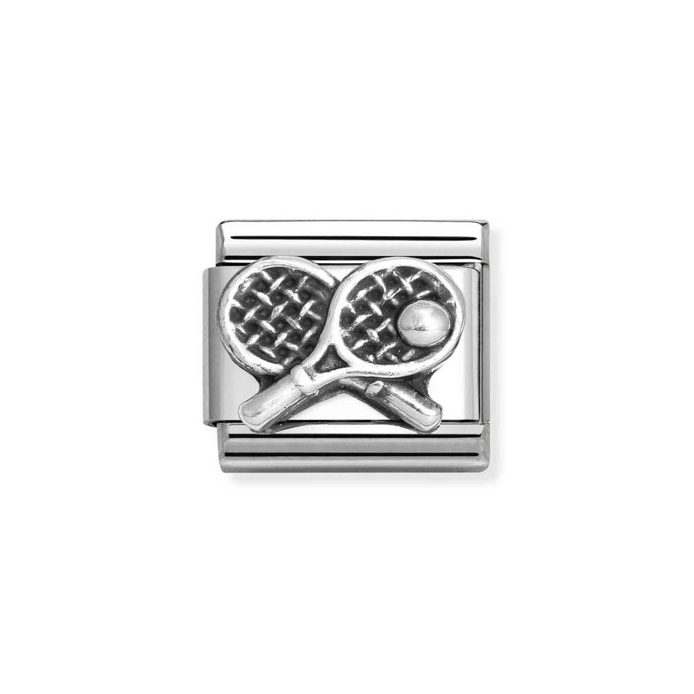 NOMINATION COMPOSABLE CLASSIC LINK TENNIS RACKET IN STERLING SILVER 330101/68 NOMINATION COMPOSABLE CLASSIC LINK TENNIS RACKET IN STERLING SILVER 330101/68