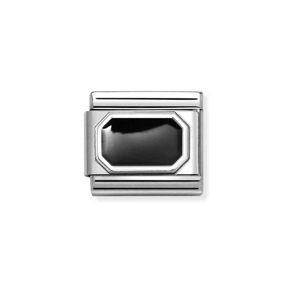 NOMINATION COMPOSABLE CLASSIC LINK BLACK RECTANGLE IN STERLING SILVER 330206/34 NOMINATION COMPOSABLE CLASSIC LINK BLACK RECTANGLE IN STERLING SILVER 330206/34