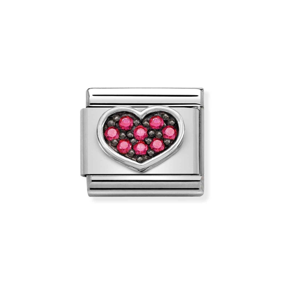 NOMINATION COMPOSABLE CLASSIC LINK HEART FUCHSIA IN STERLING SILVER 330323/06 NOMINATION COMPOSABLE CLASSIC LINK HEART FUCHSIA IN STERLING SILVER 330323/06