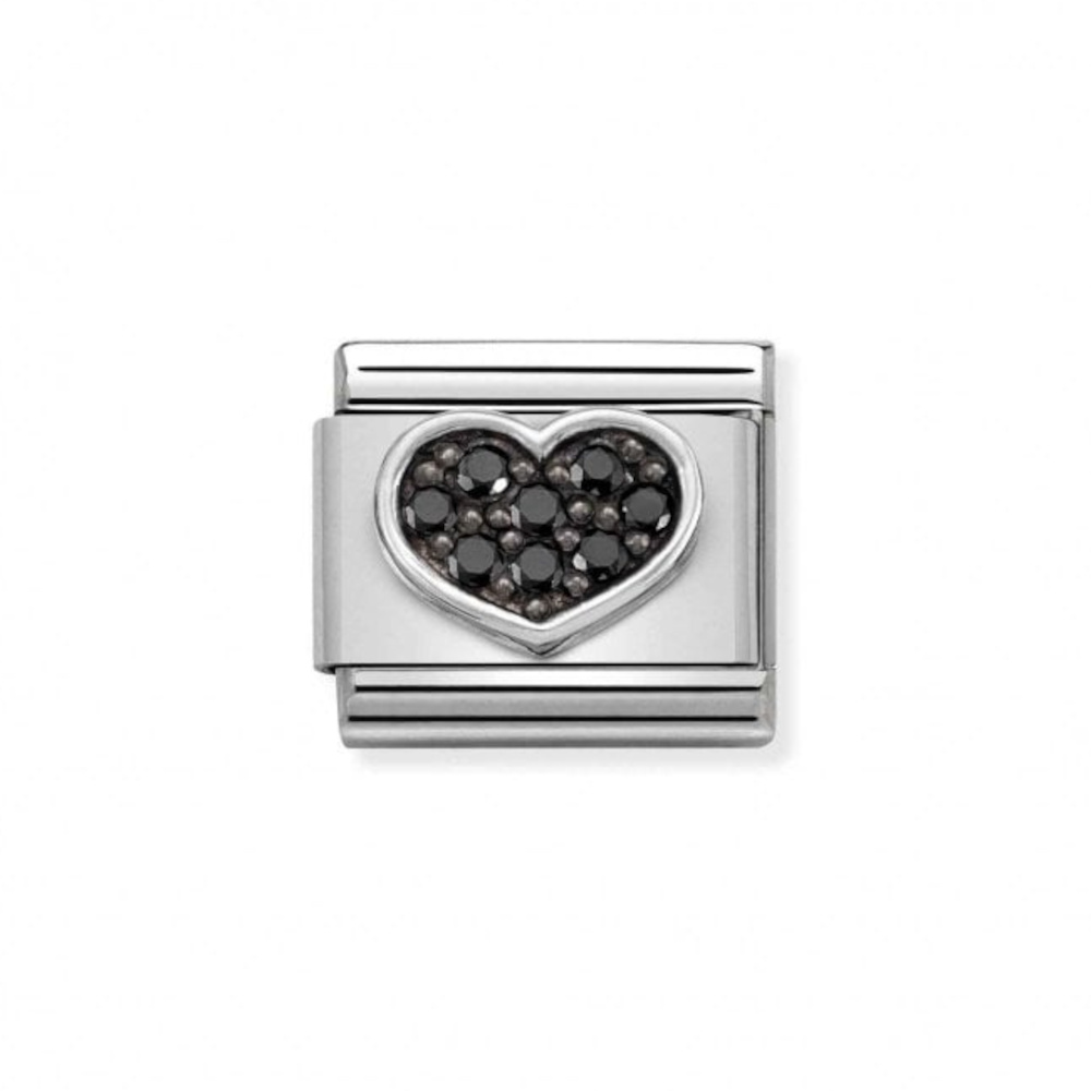 NOMINATION COMPOSABLE CLASSIC LINK BLACK HEART IN STERLING SILVER 330323/07 NOMINATION COMPOSABLE CLASSIC LINK BLACK HEART IN STERLING SILVER 330323/07