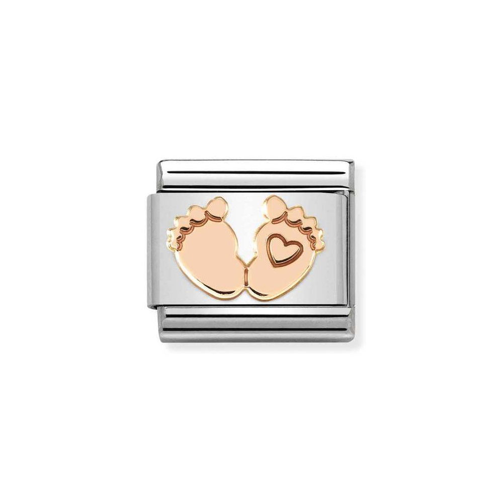 NOMINATION COMPOSABLE CLASSIC LINK FEET WITH HEART IN 9K ROSE GOLD 430104/32 NOMINATION COMPOSABLE CLASSIC LINK FEET WITH HEART IN 9K ROSE GOLD 430104/32