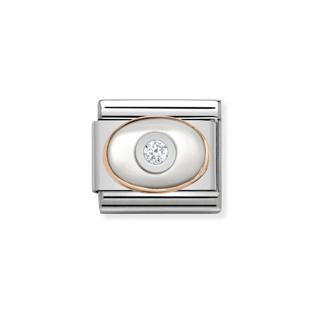 NOMINATION COMPOSABLE CLASSIC LINK WHITE MOTHER OF PEARL IN 9K ROSE GOLD 430504/01 NOMINATION COMPOSABLE CLASSIC LINK WHITE MOTHER OF PEARL IN 9K ROSE GOLD 430504/01