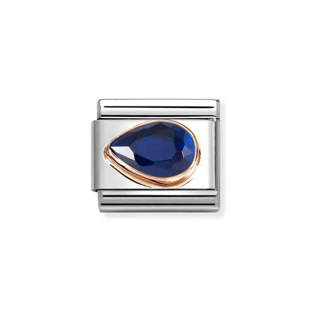 NOMINATION COMPOSABLE CLASSIC LINK DARK BLUE CZ DROP IN 9K ROSE GOLD 430605/007 NOMINATION COMPOSABLE CLASSIC LINK DARK BLUE CZ DROP IN 9K ROSE GOLD 430605/007