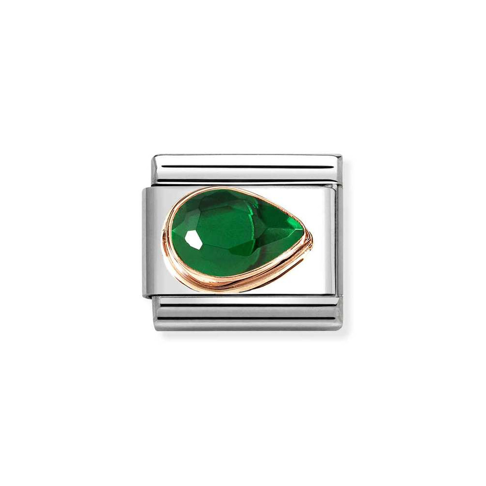 NOMINATION COMPOSABLE CLASSIC LINK GREEN CZ DROP IN 9K ROSE GOLD 430606/004 NOMINATION COMPOSABLE CLASSIC LINK GREEN CZ DROP IN 9K ROSE GOLD 430606/004