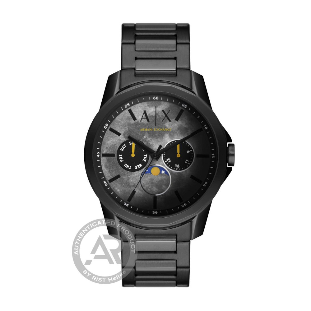 AX1738 Armani Exchange Banks Multifunction Black Stainless Steel Bracelet AX1738