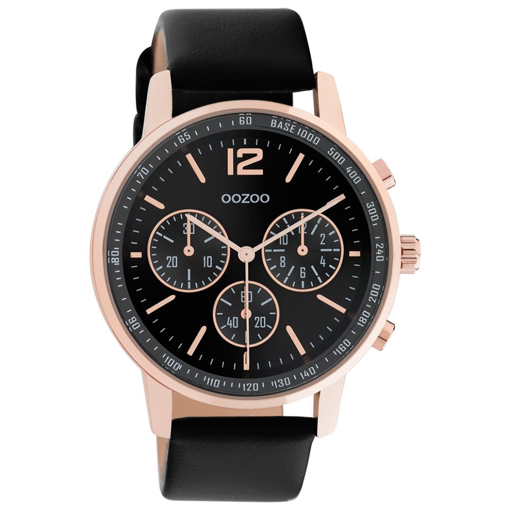 C10814 Oozoo Timepieces Black Leather Strap C10814