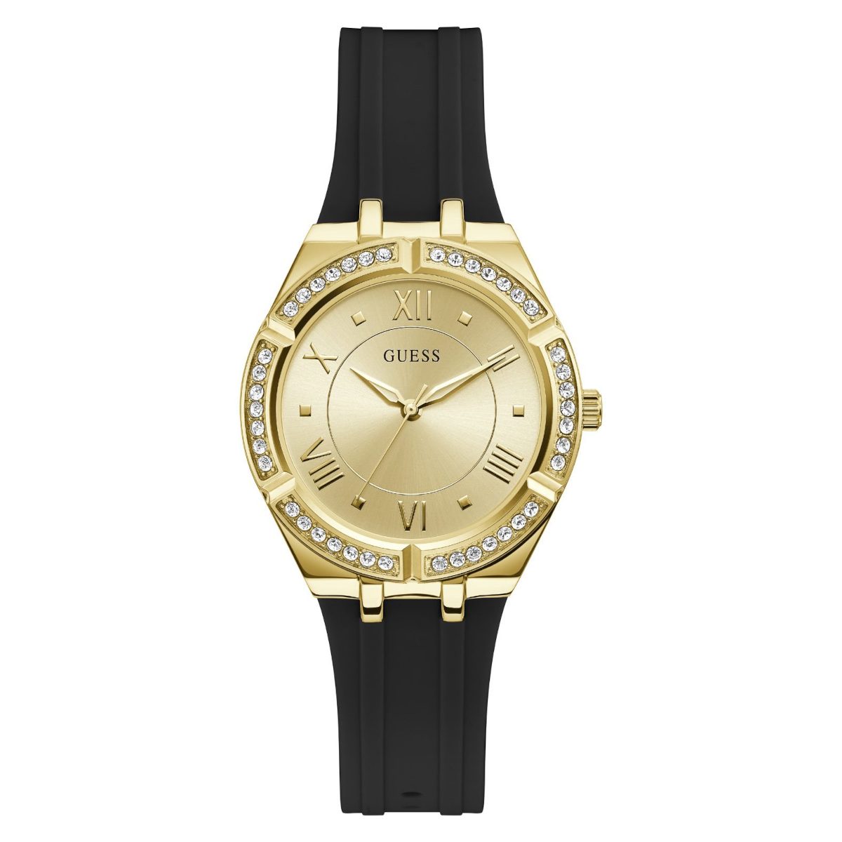 GW0034L1 Guess Cosmo Crystals Black Rubber Strap GW0034L1