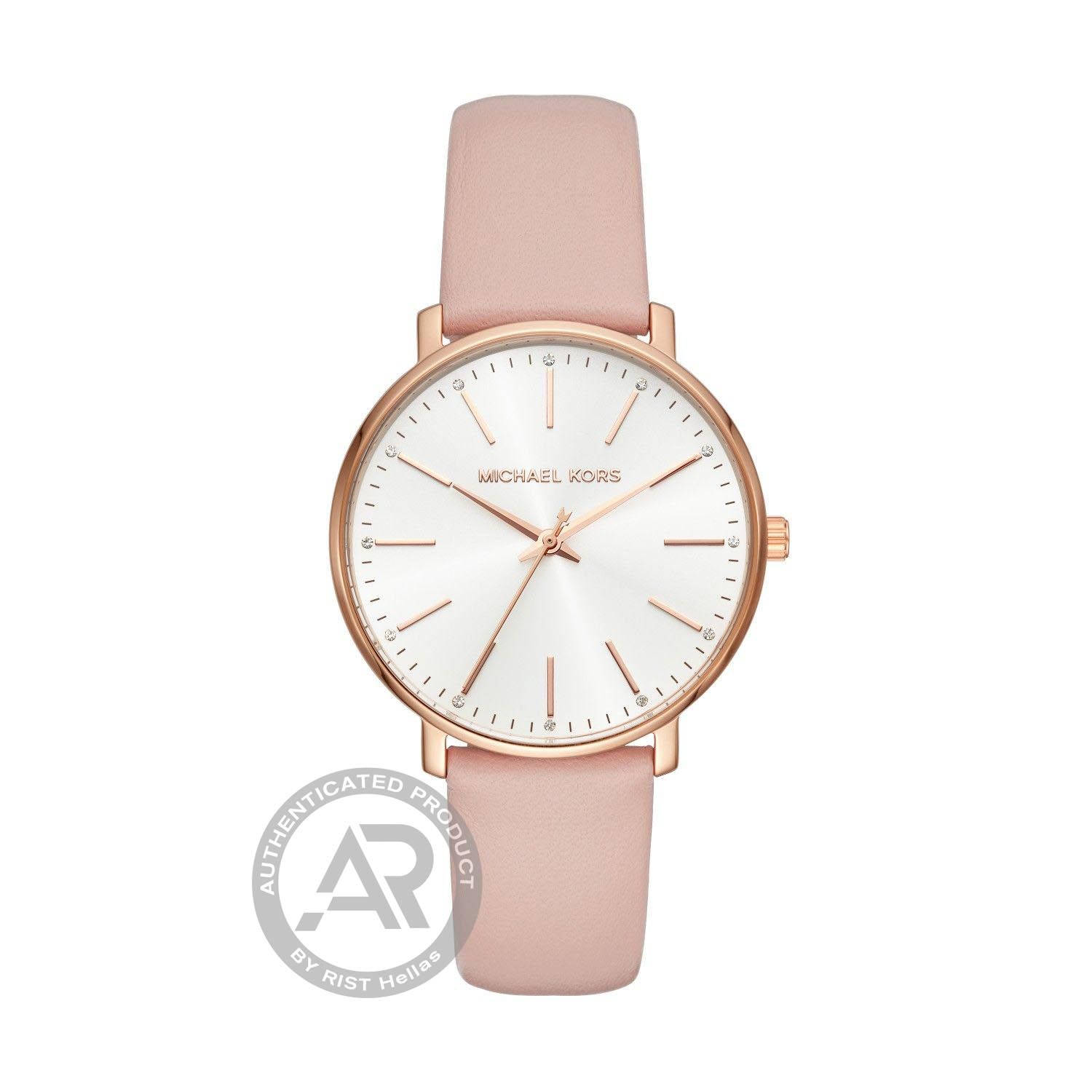 MK2741_1 Michael Kors Pyper Crystals Pink Leather Strap MK2741