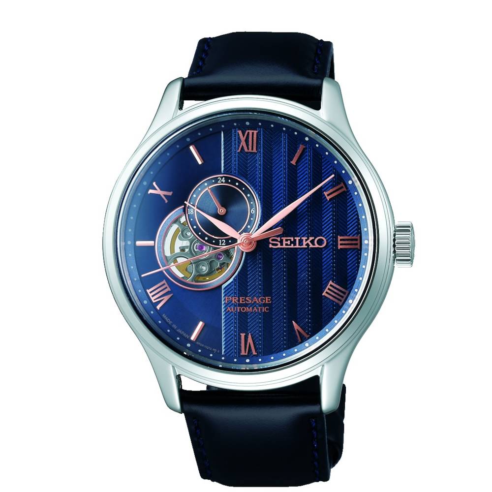 SSA421J1 Seiko Presage Japanese Zen Garden ''Sakura By Night'' Automatic Blue Leather Strap SSA421J1