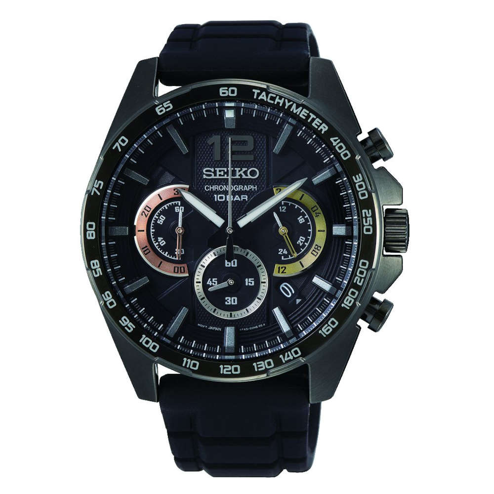 SSB349P1 Seiko Conseptual Chronograph Black Silicone Strap SSB349P1