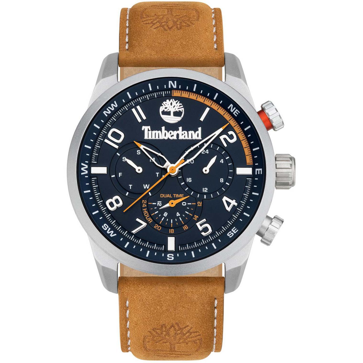 TDWJF2000702_1 Timberland Forestdale Dual Time Brown Leather Strap TDWJF2000702