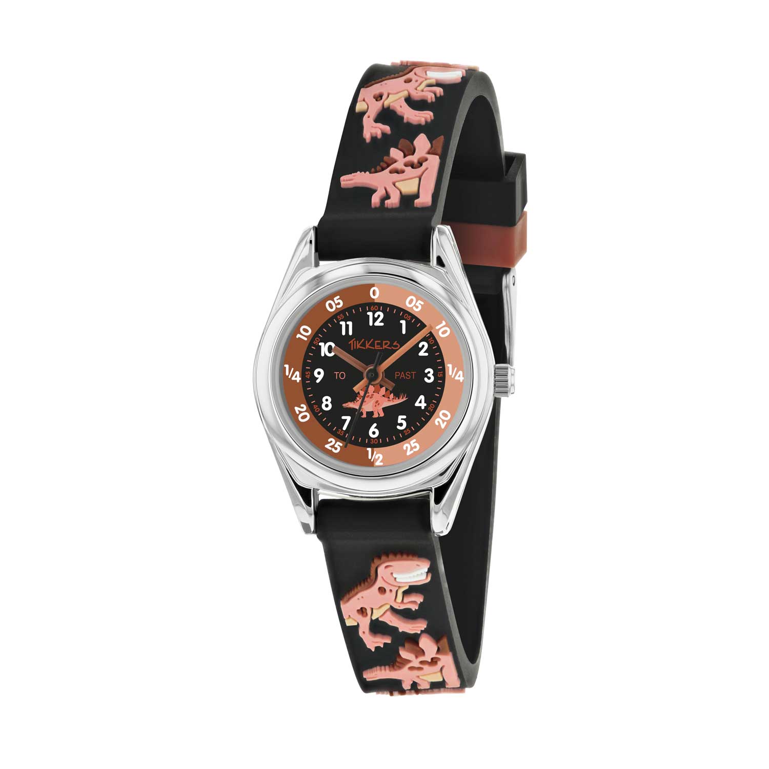 TK0185_A Tikkers Dinosaur Black Silicone Strap TK0185 - Image 1