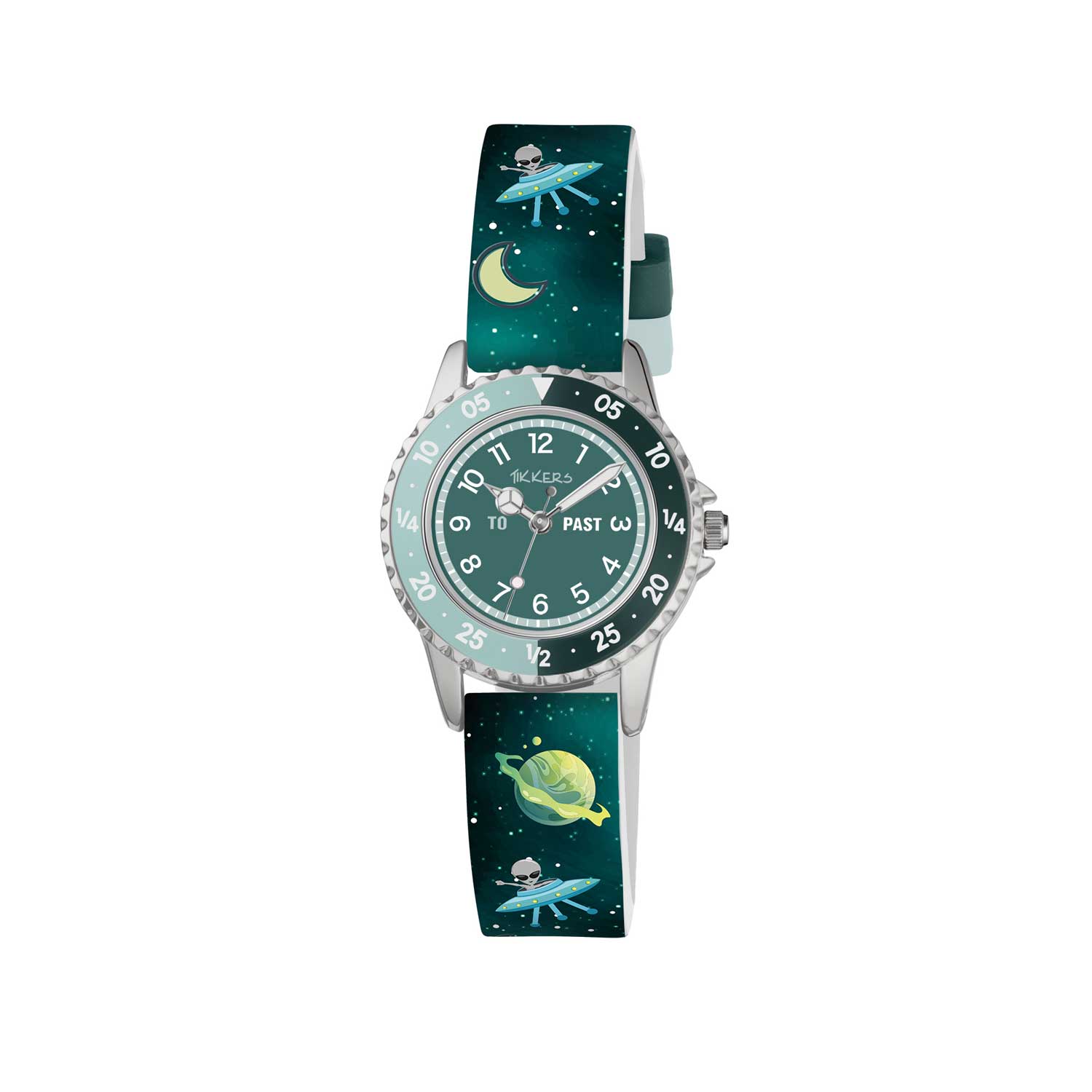 TK0210_A Tikkers Space Green Silicone Strap TK0210 - Image 1
