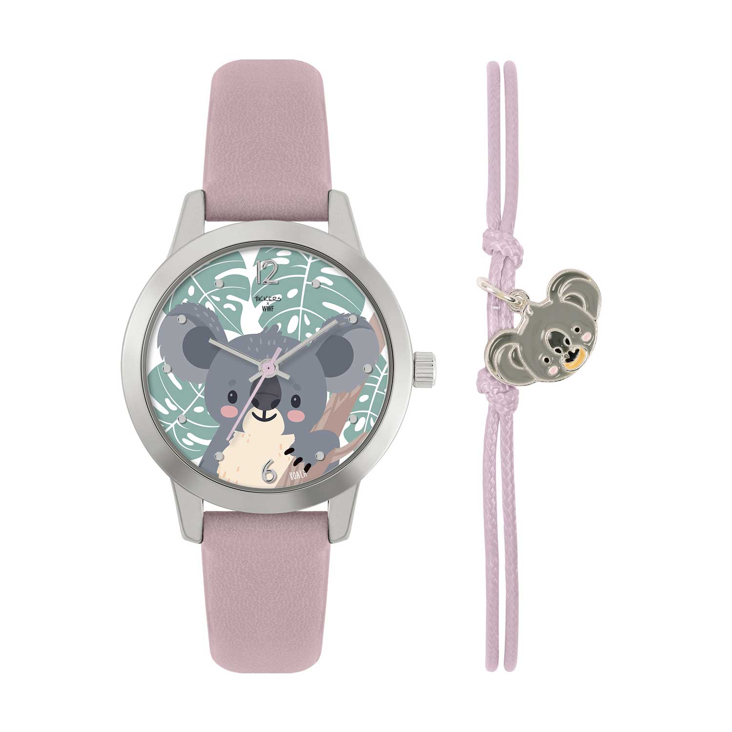 TKWWF001-SET Tikkers WWF Koala Purple Leather Strap & Koala Charm Bracelet Gift Set TKWWF001