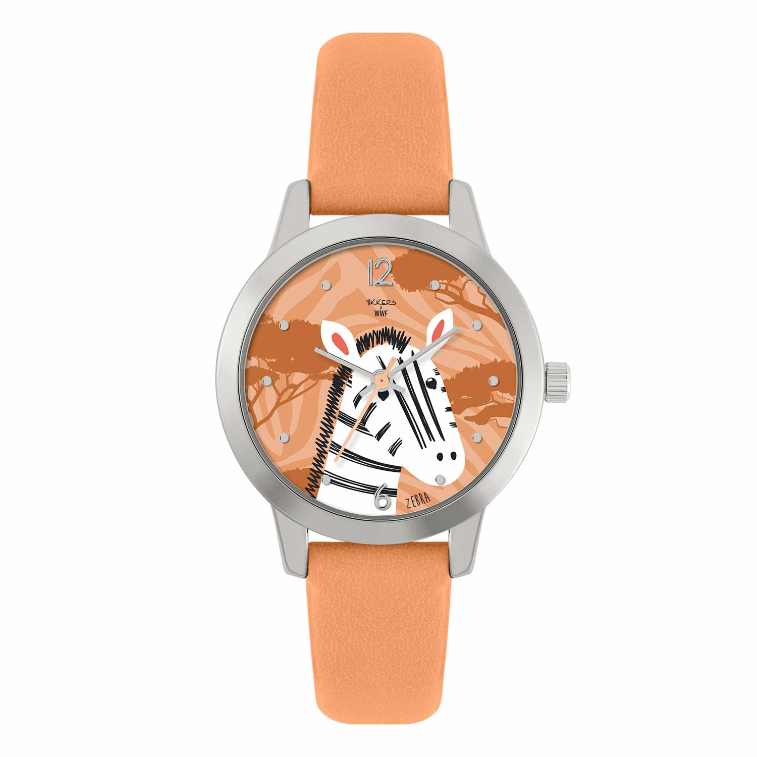 TKWWF006 Tikkers WWF Zebra Orange Leather Strap TKWWF006