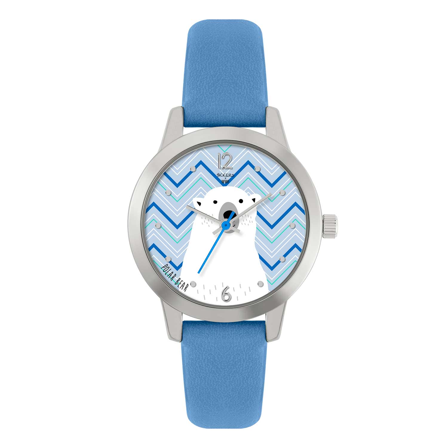 TKWWF010 Tikkers WWF Polar Bear Blue Leather Strap TKWWF010