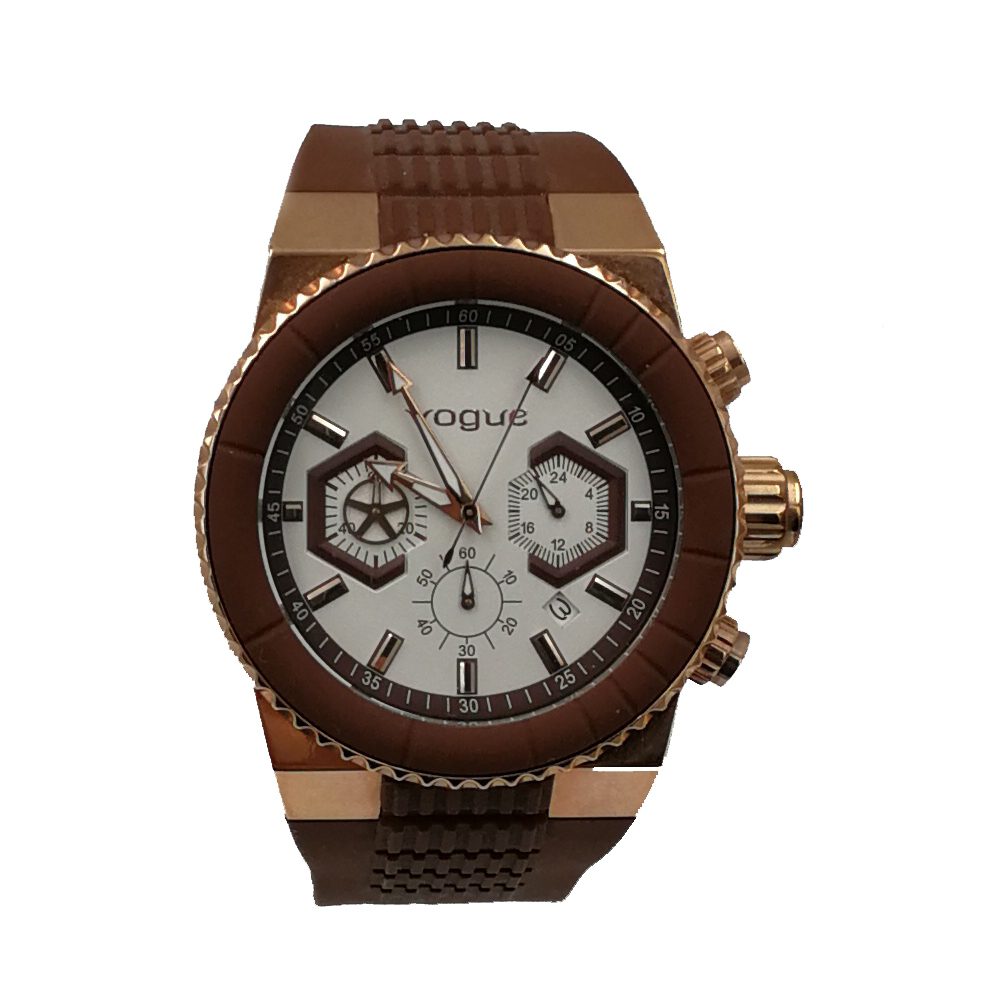 products-150141.6 Vogue Rose Gold Brown Rubber Strap Chronograph 150141.6 - Image 1