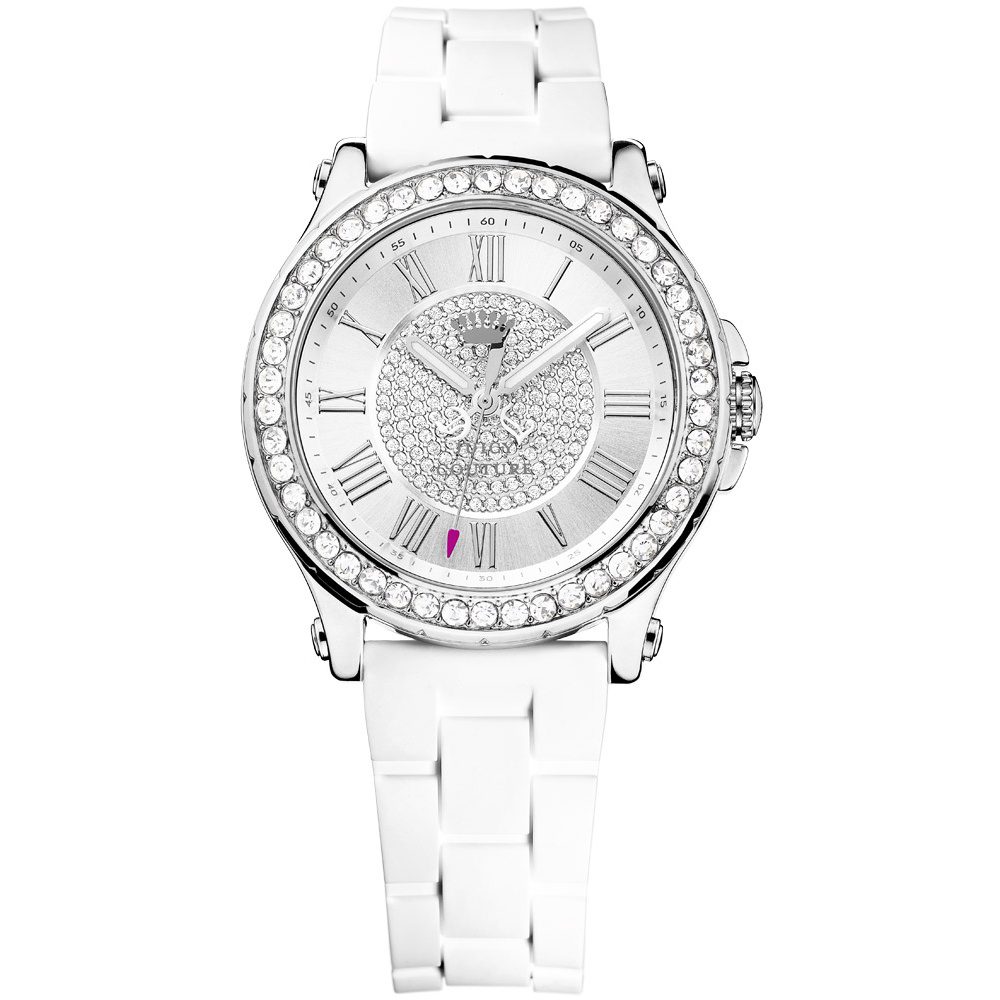 products-1901051 JUICY COUTURE PEDIGREE CRYSTALS WHITE RUBBER STRAP