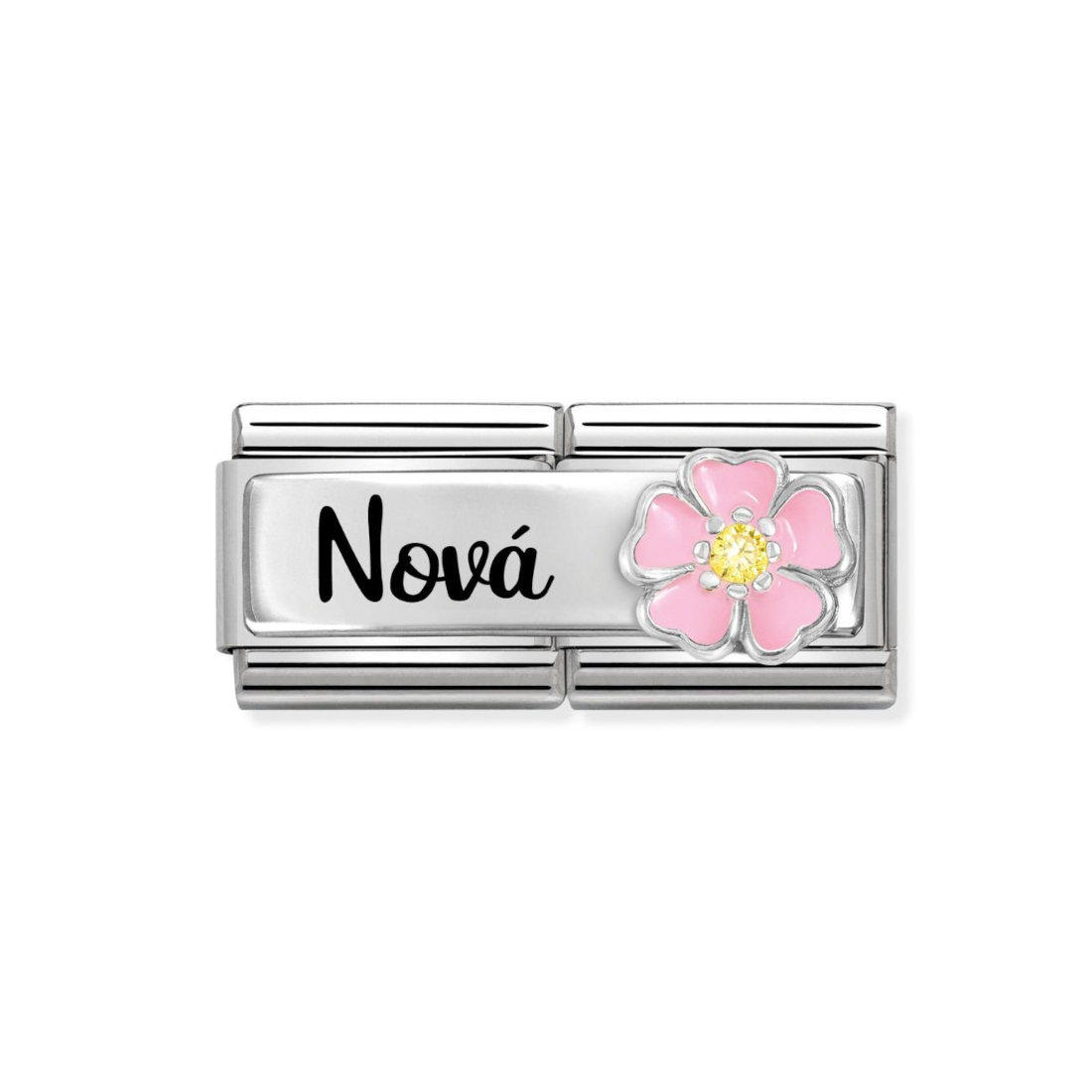 NOMINATION COMPOSABLE CLASSIC DOUBLE LINK ΝΟΝΑ WITH FLOWER IN STERLING SILVER WITH ENAMEL 330734/21 NOMINATION COMPOSABLE CLASSIC DOUBLE LINK ΝΟΝΑ WITH FLOWER IN STERLING SILVER WITH ENAMEL 330734/21