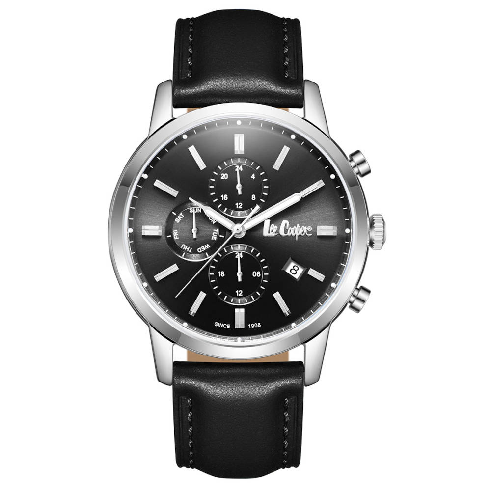 Lee Cooper Dual Time Black Leather Strap LC08085.351 Lee Cooper Dual Time Black Leather Strap LC08085.351