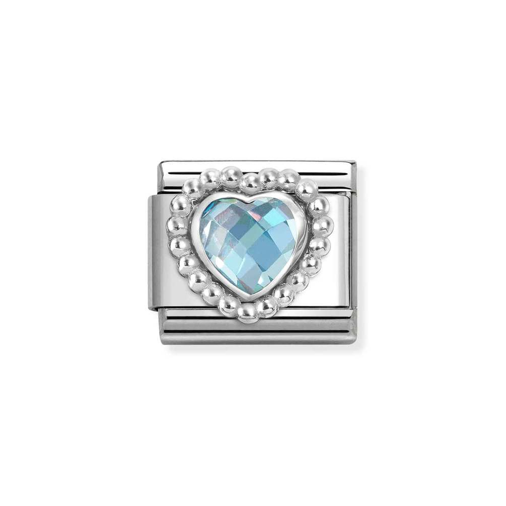 NOMINATION COMPOSABLE CLASSIC LINK IN STERLING SILVER WITH LIGHT BLUE CZ HEART 330606/006 NOMINATION COMPOSABLE CLASSIC LINK IN STERLING SILVER WITH LIGHT BLUE CZ HEART 330606/006