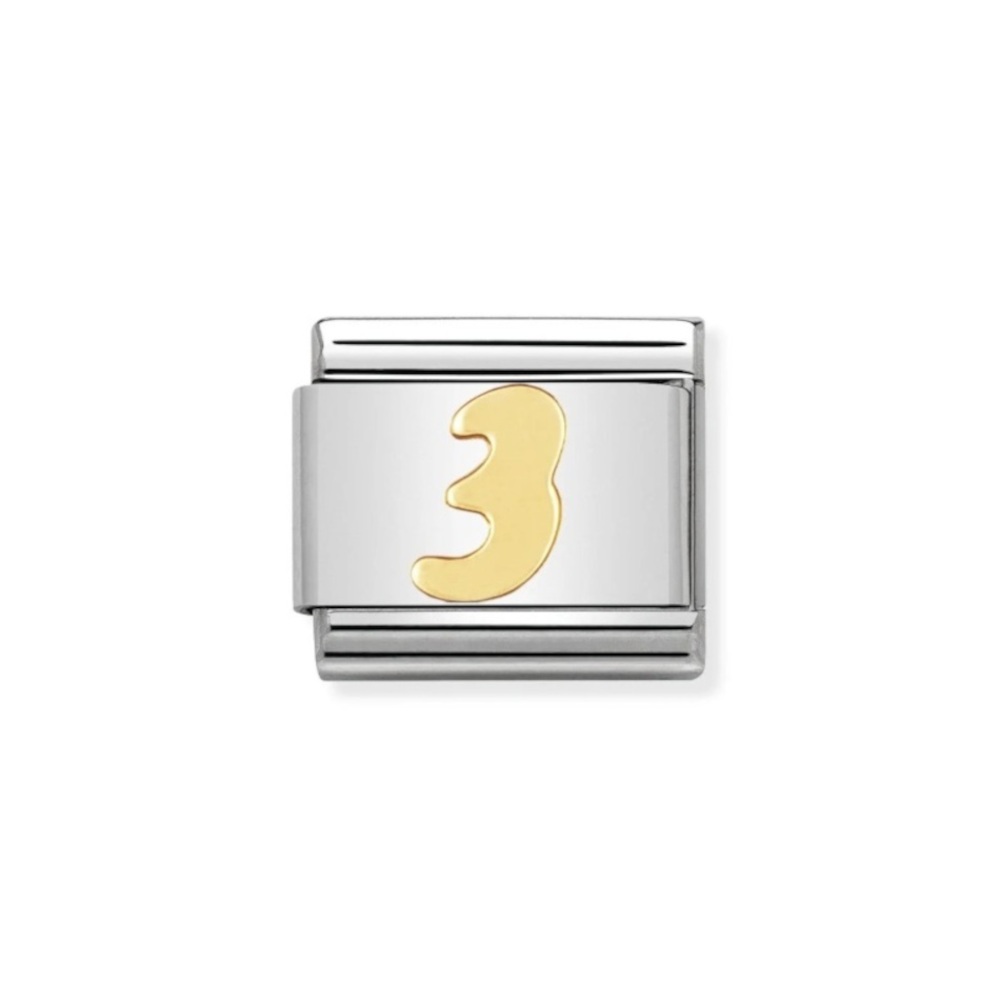 NOMINATION COMPOSABLE CLASSIC LINK NUMBER 3 IN 18K GOLD 030102/03 NOMINATION COMPOSABLE CLASSIC LINK NUMBER 3 IN 18K GOLD 030102/03