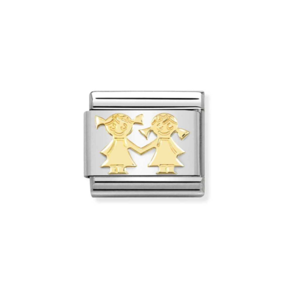 NOMINATION COMPOSABLE CLASSIC LINK SISTERS IN 18K GOLD 030162/67 NOMINATION COMPOSABLE CLASSIC LINK SISTERS IN 18K GOLD 030162/67