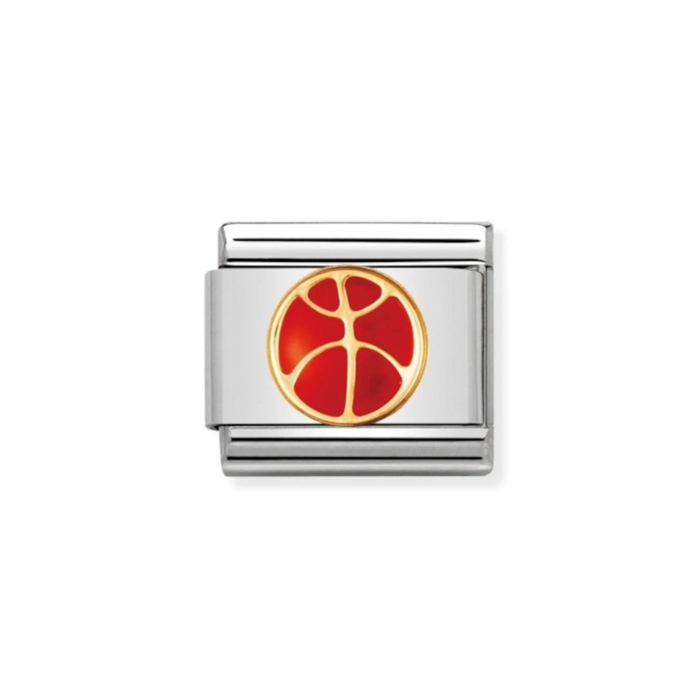 NOMINATION COMPOSABLE CLASSIC LINK BASKETBALL IN 18K GOLD WITH ENAMEL 030203/08 NOMINATION COMPOSABLE CLASSIC LINK BASKETBALL IN 18K GOLD WITH ENAMEL 030203/08