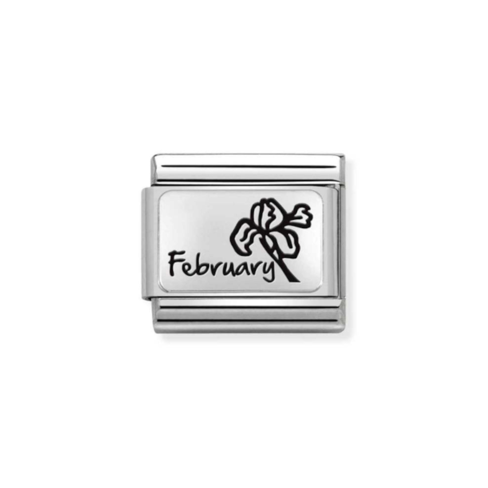 NOMINATION COMPOSABLE CLASSIC LINK FEBRUARY FLOWER IN STERLING SILVER 330112/14 NOMINATION COMPOSABLE CLASSIC LINK FEBRUARY FLOWER IN STERLING SILVER 330112/14