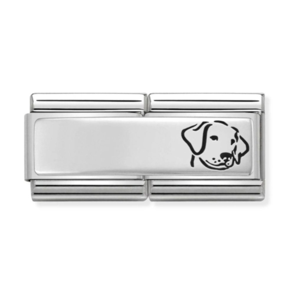 NOMINATION COMPOSABLE CLASSIC DOUBLE LINK DOG IN STERLING SILVER WITH ENAMEL 330710/16 NOMINATION COMPOSABLE CLASSIC DOUBLE LINK DOG IN STERLING SILVER WITH ENAMEL 330710/16