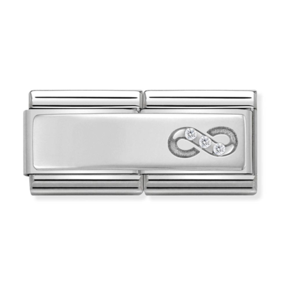 NOMINATION COMPOSABLE CLASSIC DOUBLE LINK INFINITY IN STERLING SILVER WITH CUBIC ZIRCONIA 330731/14 NOMINATION COMPOSABLE CLASSIC DOUBLE LINK INFINITY IN STERLING SILVER WITH CUBIC ZIRCONIA 330731/14