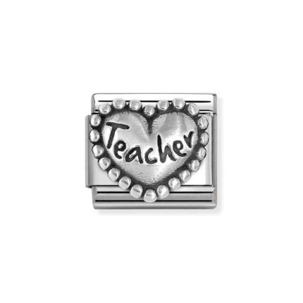 NOMINATION COMPOSABLE CLASSIC LINK TEACHER HEART IN STERLING SILVER 330101/89