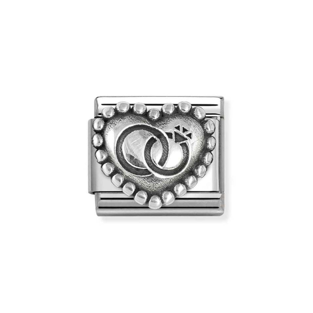 NOMINATION COMPOSABLE CLASSIC LINK WEDDING RINGS HEART IN STERLING SILVER 330101/90 NOMINATION COMPOSABLE CLASSIC LINK WEDDING RINGS HEART IN STERLING SILVER 330101/90