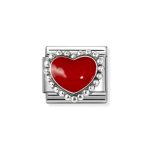 NOMINATION COMPOSABLE CLASSIC LINK RED HEART IN STERLING SILVER 330204/39
