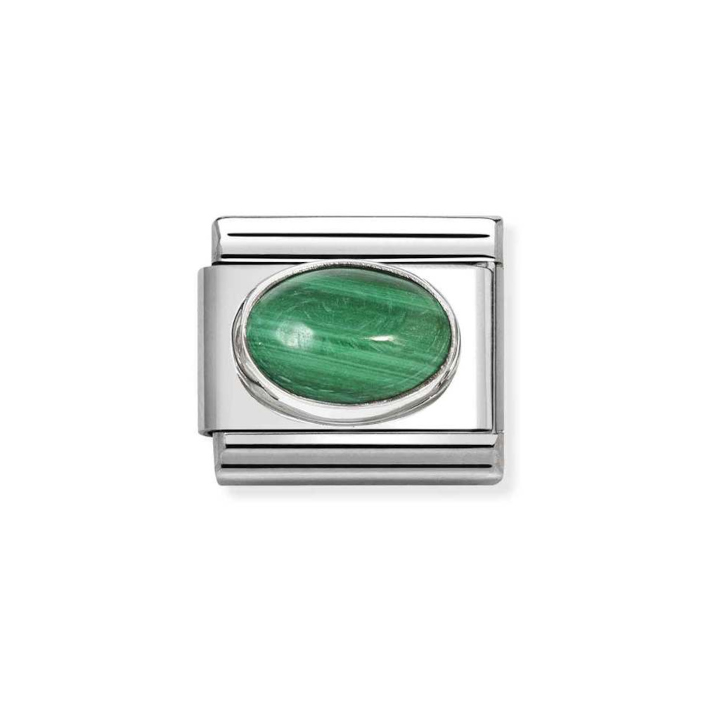 NOMINATION COMPOSABLE CLASSIC LINK IN STERLING SILVER WITH MALACHITE 330510/48 NOMINATION COMPOSABLE CLASSIC LINK IN STERLING SILVER WITH MALACHITE 330510/48
