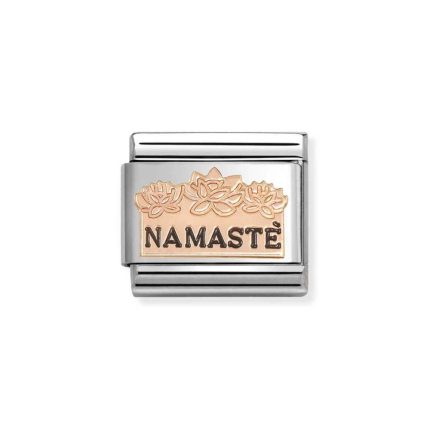NOMINATION COMPOSABLE CLASSIC LINK NAMASTE WITH FLOWERS IN 9K ROSE GOLD 430202/43