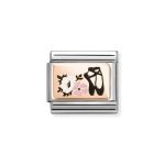 NOMINATION COMPOSABLE CLASSIC LINK BALLET SHOES WITH FLOWERS IN 9K ROSE GOLD 430204/05