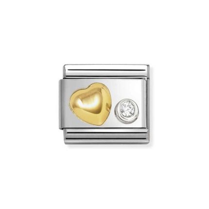 NOMINATION COMPOSABLE CLASSIC LINK HEART IN 18K GOLD WITH STERLING SILVER 630301/02
